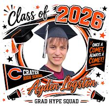 Class of 2026 graphic for Ayden Logston, Crater High School, Grad Hype Squad