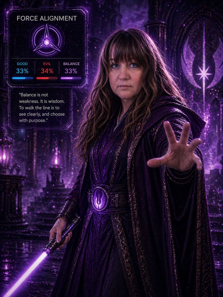 Fantasy art of Logston as a space knight in purple robes